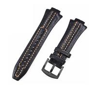 POYNMRE Watch Strap For Seiko SNL029P2 SNL021P1 SNL595P2 SNL017P1 Men's Watchband Convex Interface Bracelet Belt 27x15mm(Black black)