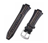 POYNMRE Watch Strap For Seiko SNL029P2 SNL021P1 SNL595P2 SNL017P1 Men's Watchband Convex Interface Bracelet Belt 27x15mm(Black silver)