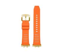 POYNMRE Watchband Compatible With Casio G-shock GMW-B5000 GM-B2100 GMB2100 GMC-B2100 MRG-B2100D Fluororubber Watch Band Link Replacement Bracelet(Orange-gold pin)