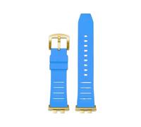 POYNMRE Watchband Compatible With Casio G-shock GMW-B5000 GM-B2100 GMB2100 GMC-B2100 MRG-B2100D Fluororubber Watch Band Link Replacement Bracelet(Sky blue-gold pin)