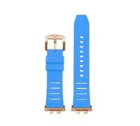 POYNMRE Watchband Compatible With Casio G-shock GMW-B5000 GM-B2100 GMB2100 GMC-B2100 MRG-B2100D Fluororubber Watch Band Link Replacement Bracelet(Sky blue-rose gold)