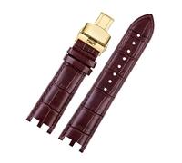 POYNMRE Watchband Compatible With Versace V-RACECHRONO Series GMT Double Concave Convex Interface Genuine Leather Watch Strap Men's 24mm(Brown gold)