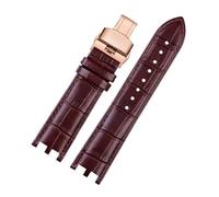 POYNMRE Watchband Compatible With Versace V-RACECHRONO Series GMT Double Concave Convex Interface Genuine Leather Watch Strap Men's 24mm(Brown Rose gold)