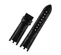 POYNMRE Watchband Compatible With Versace V-RACECHRONO Series GMT Double Concave Convex Interface Genuine Leather Watch Strap Men's 24mm(Black no buckle)