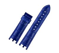 POYNMRE Watchband Compatible With Versace V-RACECHRONO Series GMT Double Concave Convex Interface Genuine Leather Watch Strap Men's 24mm(Royal blue no clasp)
