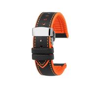 POYNMRE Waterproof Men Watch Strap Compatible With Seiko Abalone Water Ghost Omega Longines Conquest Rubber 20mm 21mm 22mm 23m Watchband(Black orange sk Fold,24mm)