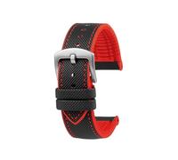POYNMRE Waterproof Men Watch Strap Compatible With Seiko Abalone Water Ghost Omega Longines Conquest Rubber 20mm 21mm 22mm 23m Watchband(Black red silver pin,24mm)