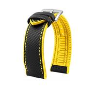 POYNMRE Waterproof Men Watch Strap Compatible With Seiko Abalone Water Ghost Omega Longines Conquest Rubber 20mm 21mm 22mm 23m Watchband(Black yellow sk pin,20mm)