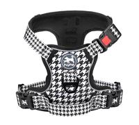PoyPet Plaid Dog Harness with Neck Buckle, No Pull Vest with Front Clip | 2 Leash D-rings, Lockable, Reflective, No Choke, Adjustable, Soft Padded Handle for Walking Training, Small, Houndstooth