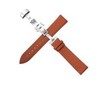 Poyuad 10-22 mm, Unisex Leather Strap With Butterfly Buckle, Waterproof and Breathable Strap, Casual Style, Interchangeable Universal Accessories,Light Brown,18mm