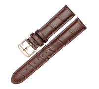Poyuad 12mm-22mm, 20cm Long, Unisex Leather Watch Strap, Casual Style, Waterproof and Breathable Watch Strap, Universal Replacement Accessory,Brown Rosegold,18mm