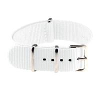 Poyuad 14mm 16mm 18mm 20mm 22mm 16cm Length, Unisex Canvas Nylon Watch Band, One-Piece Loop Design, Durable Replacement Watch Band,White,16mm