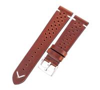 Poyuad 18/20/22/24mm, 20cm Long, Handmade Leather Strap, Breathable Waxed Leather, Unisex, Watch Strap Accessories,Dark Brown Silver,22mm