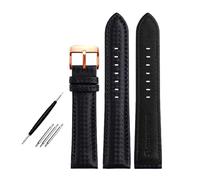 Poyuad 18mm 20mm 21mm 22mm 23mm 24mm, 20cm Long, Unisex Leather Strap, Carbon Fiber Grain and Red and Orange Stitching, Replaceable Accessories,19mm