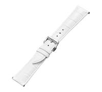 Poyuad 20cm Long, 12-24 mm Wide, Universal Quick-Release Leather Watch Strap, Handmade Leather Watch Strap with Stitching,White,14mm