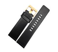Poyuad 22mm 24mm 26mm 28mm 30mm 32mm, 20cm Long, Men's Widened Leather Watch Strap, Replaceable Wristband Accessories,Black Gold Buckle,28mm