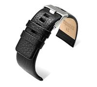 Poyuad Length 20cm, Width 20-32 mm, Men's Leather Watch Strap, Universal Leather Watch Strap, Replacement Accessory.,Black,28mm