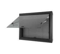 Poyujkyhr RV Push-Out Window 600mm x 450mm Tempered Glass Campervan Window 65° Ventilation Universal Motorhome Window with Integrated Black Out Blind & Fly Net Screen for Caravans / Trailers / Vans