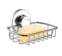 Poywaze Suction Soap Dish, Stainless Steel Soap Basket for Bathroom, No Drilling Soap Holder for Shower, Silver Soap Tray with Hooks Design