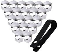 Pozaqutar 20-Piece Hexagonal Lug Nut Covers with Removal Tool for 19mm Bolts, Durable PA Plastic Wheel Trims for Most Vehicles (Silver)