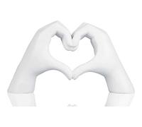 Pozbee Heart Gesture Sculpture, Home Decor Hand Statue, Gold Heart Figurine (White)