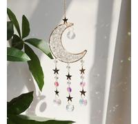 Pozbee Moon Suncatcher Hanging Decor, Boho Chic Clear Quartz Crystal Sun Catcher, Spritual Sun Light Catcher for Windows, Crescent Moon Housewarming Gift(Clear Quartz)