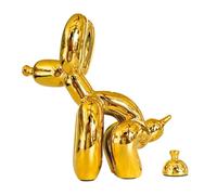 Pozbee Pooping Dog Sculpture Gold, Fun Gift for Pet Lovers, Aesthetic Decorative Balloon Dog Statue, Small Animal Figurine for Coffee Table, Bookshelf, Home Decor (Gold)