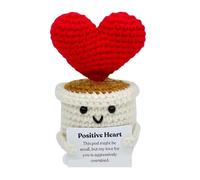 Pozbee Positive Crochet Heart Succulent, Cute Emotional Support Plush Doll, Funny Affirmation Message Gag Gift for Fun, Relationship, Love & Cheer (Heart)