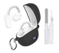 POZCIS Case for TAGRY K08 Open-Ear Wireless Headphones, Soft Silicone Protective Earbuds Case, Only Compatible with TAGRY K08 Open-Ear with Carabiner & Cleaner Kit Accessories Set(Black)