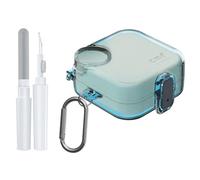 POZCIS for CMF Buds 2 Plus/CMF Buds 2 / CMF Buds Pro 2 Case with Safety Lock, Flexible TPU Clear Protective Case with Cleaner Kit & Carabiner Accessories Set(Clear Blue)