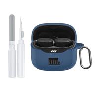 POZCIS for JBL Tune Buds 2 Case Cover, Soft Silicone Protective Earbuds Case, Only Compatible with JBL Tune Buds 2 Case with Carabiner & Cleaner Kit Accessories Set(Dark Blue)