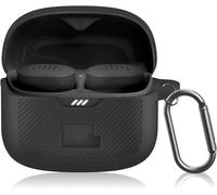 POZCIS for JBL Tune Buds Case Cover, Soft Silicone Protective Earbuds Case Front LED Visible, Only Compatible with JBL Tune Buds, Headphones Charging Case with Carabiner Accessories Set(Black)