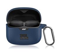 POZCIS for JBL Tune Buds Case Cover, Soft Silicone Protective Earbuds Case Front LED Visible, Only Compatible with JBL Tune Buds, Headphones Charging Case with Carabiner Accessories Set(Blue)
