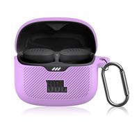 POZCIS for JBL Tune Buds Case Cover, Soft Silicone Protective Earbuds Case Front LED Visible, Only Compatible with JBL Tune Buds, Headphones Charging Case with Carabiner Accessories Set(Purple)