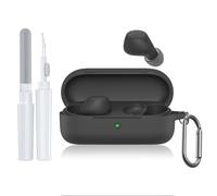 POZCIS for Sony WF-C510 Case Cover, Soft Silicone Protective Earbuds Cover, Only Compatible for Sony WF-C510 with Carabiner & Cleaner Kit Accessories Set(Black)