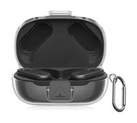POZCIS [with Safety Lock] for JBL Endurance Peak 3 Case Cover, Clear Soft TPU Protective Earbuds Case with Carabiner Accessories Set(Clear)
