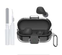 POZCIS [with Safety Lock] for Sony WF-C510 Case Cover, Clear Soft TPU Protective Earbuds Case with Carabiner & Cleaner Kit Accessories Set(Clear)