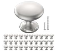POZEAN 30 Pack Cabinet Knobs Brushed Nickel, Solid Knobs Silver with Screws for Dresser Drawer Cabinet Cupboard - Modern Kitchen, Bedroom and Bathroom Hardware