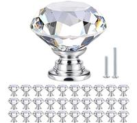 POZEAN Crystal Cabinet Knobs 30 Pack, 1.18inch 30mm Crystal Knob for Dresser, Drawer, Cabinet with Two Different Sizes Screws,Dresser Perfect Decor for Home, Living-Room, Kitchen, Bathroom