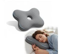 pozico Ear Piercing Pillow for Side Sleepers - Adjustable Filling Donut Pillow with Ear Hole for Pain & Inflammation Relief - Polyester & Cotton Guard Pillow for CNH & Ear Piercing Sleep Support