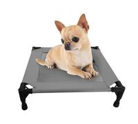 Pozico Elevated Pet Bed with Breathable Mesh for Small Cat and Dog, Raised Cooling Pet Cot for Puppy and Kitty, 18.9x18.9 inch (Dark Gray Bed)
