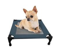 Pozico Elevated Pet Bed with Breathable Mesh for Small Cat and Dog, Raised Cooling Pet Cot for Puppy and Kitty, 18.9x18.9 inch (Navy Blue Bed)