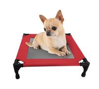 Pozico Elevated Pet Bed with Breathable Mesh for Small Cat and Dog, Raised Cooling Pet Cot for Puppy and Kitty, 18.9x18.9 inch (Red Bed)