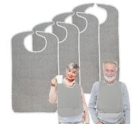 pozico Waterproof Adult Bibs for Eating - Washable Mealtime Apron for Elderly, Seniors & Adults - Large Coverage with Crumb Catcher - Clothing Protector for Dining, Feeding & Home Use