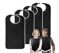 pozico Waterproof Adult Bibs for Elderly Women & Men - 4 Pack Large Clothing Protector for Eating - Comfortable & Adjustable Hook and Loop Closure with Crumb Catcher - Washable & Durable Design