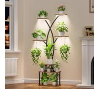 POZILAN Plant Stand Indoor with Grow Light, 167cm Tall Plant Stands for Indoor Plants Multiple, 7 Tiered Metal Plant Shelf Display Rack Holder, Corner Plant Stand for Living Room Patio Balcony Décor