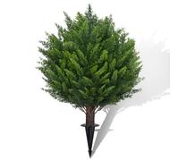 POZOY Set of 1 Pack Artificial Cedar Topiary Ball Trees with Spike, Outdoor Faux Shrubs with UV Resistant, Lasting Evergreen Bushes Push in The Ground Plants for Outside, Front Porch, Garden Decor