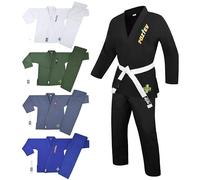 POZTEV Brazilian Jiu Jitsu Gi for Men & Women BJJ Gi Grappling Kimonos Preshrunk Lightweight Fabric Martial Arts Uniform, Black, A1