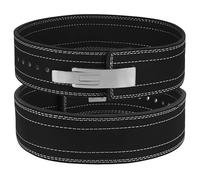 POZTEV Weightlifting Belt, 9mm Leather, Small (26"-32"), Black, Lever Buckle, Ideal for Gym, Squats, Deadlifts