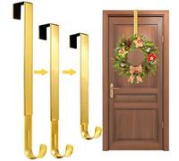 pozuauoa 1 Pc Adjustable Wreath Hanger for Front Doors Golden, Front Over Door Wreath Hanger, Christmas Decorations Flower Garlands Hooks, Suitable for Hanging Christmas Wreaths and Welcome Signs
